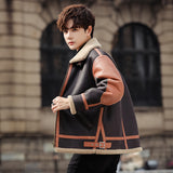 Handsome Man Fur Integrated Fleece-lined Thickened Casual Fashionable Style Coat