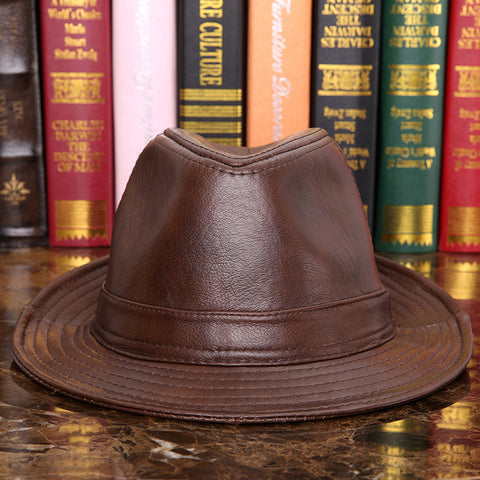 Men's And Women's Cowhide Hats With Big Eaves On The Street