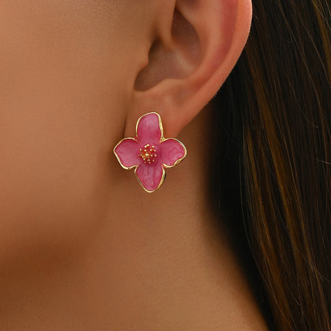 Women's Earrings Flower Flower Oiling Design