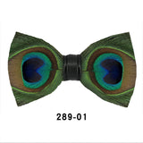 Men's Bow Tie Peacock Big Eyes Blue Feather