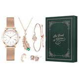 Ladies Set Watch Rhinestone Jewelry Bracelet Necklace