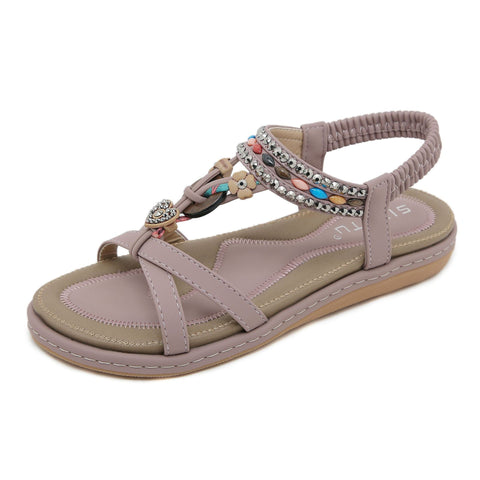 Rhinestone Casual Seaside Beach Flat Sandals Women's Comfortable All-matching