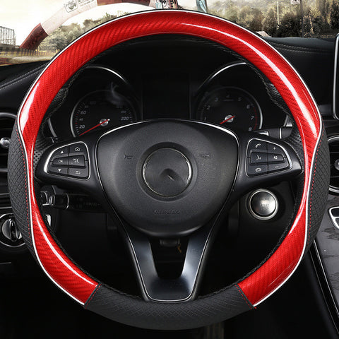 Car Steering Wheel Cover Round Handle Cover Carbon Fiber Texture