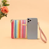 Online Influencer Rainbow Woven Bag Clutch Coin Purse