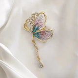 Exquisite Translucent Butterfly Tassel Brooch