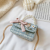 New Children's Shoulder Bag, Pearl Portable Princess Coin Purse, All-match Bow Chain Decoration Bag