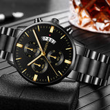 Calendar Steel Belt Large Dial Quartz Watch Men