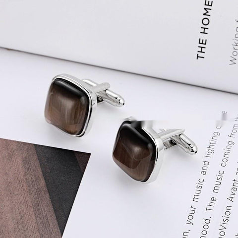 Men's High-end Opal Cufflinks Business Shirt French Cufflink Ornament