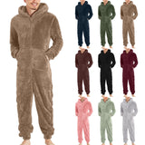 Men's Fashion Zipper Thermal Plush Jumpsuit Thermal Pajamas