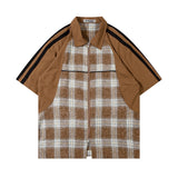 Men's Contrast Color Plaid Short Sleeve Shirt