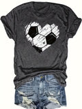 Personalized Love Football Pattern Printed Color Round Neck Short Sleeve