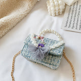 New Children's Shoulder Bag, Pearl Portable Princess Coin Purse, All-match Bow Chain Decoration Bag