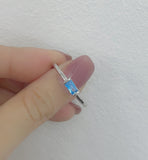 Ice Cube Aquamarine Fine Circle Ring Glass Drill