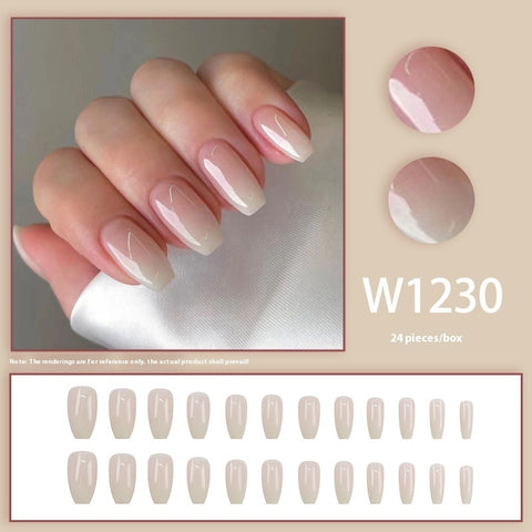 Pink Mid-length Nail Sequins White Cute Sweet And Simple Wear