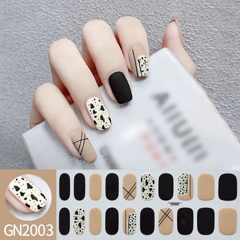 Finger Baking-free Gel Nail Stickers Simple Grid Line Nail Sticker One Piece Dropshipping