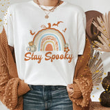 Halloween Ghost Witch Pumpkin Print Casual Short Sleeved Shirt