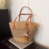 Tote Seaside Large Capacity Woven Shoulder Bag Rattan Woven