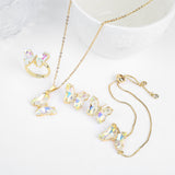 Lucky Crystal Butterfly Four-piece Suit Color Necklace