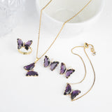 Lucky Crystal Butterfly Four-piece Suit Color Necklace