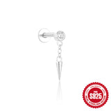 S925 Sterling Silver Tassel Cartilage Horse Eye Zircon Piercing Ear Stud