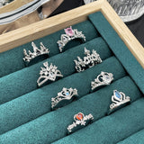 Exquisite Micro-inlaid Crown Open-end Zircon Ring Women