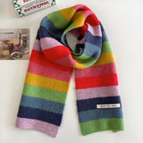 Assorted Colors Retro Contrast Color Striped Scarf