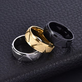 Simple Titanium Steel 8MM Batch Flower Cross Sand Ring Fashion