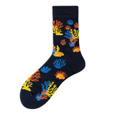 Men's Creative Printed Ocean Series Mid Length Socks