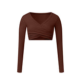 Tight Long Sleeve Cross Layered Sports Long Sleeve Brushed Top