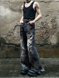 Retro Tattered Jeans Destroyed Wide Leg Jeans Men's Loose Trousers