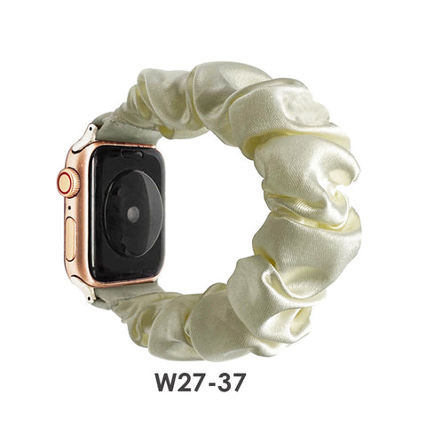 Solid Color Satin Printed Large Intestine Ring Elastic Strap