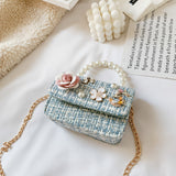 New Children's Shoulder Bag, Pearl Portable Princess Coin Purse, All-match Bow Chain Decoration Bag