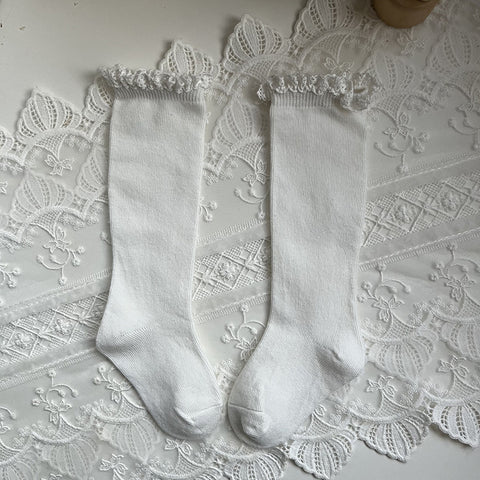 Mid-calf Lace Combed Cotton Baby Socks