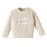 Baby Pullover Round Neck Letter Embroidered Printed Sweater