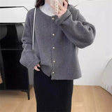 Single-breasted Simple Knitting Cardigan Coat Autumn And Winter Loose Sweater