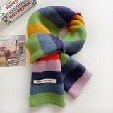 Assorted Colors Retro Contrast Color Striped Scarf