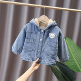 Small And Medium-sized Children's Thickened Plus Velvet Denim Jacket For Boys