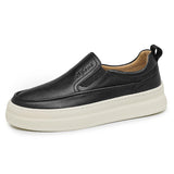 Men's Leather Shoes Fashion Platform Casual Slip-on Driving Shoes