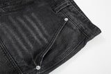 Punk Retro Washed And Worn Denim Logging Pants