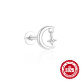 S925 Sterling Silver Tassel Cartilage Horse Eye Zircon Piercing Ear Stud