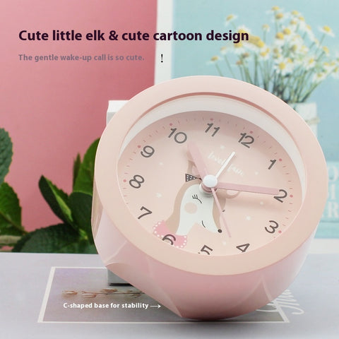 Internet Celebrity Student Little Alarm Clock Mute Scanning Movement Cartoon Wholesale Direct Sales Seat