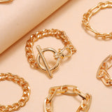 Hip Hop Personality OT Chain Gold Ring Buckle 9-piece Ring Set