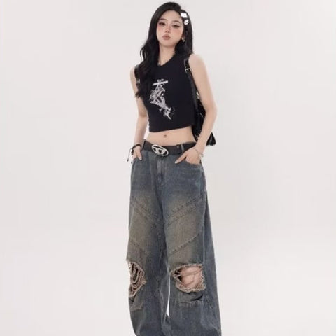 Retro Loose Casual Straight-leg Trousers Women