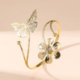 Metal Texture Three-dimensional Flowers Exquisite Hollow Design Butterfly Arm Decorations