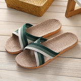 Linen Slippers Home Couple Indoor Wooden Floor Home Thick-soled