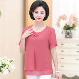 Mom Summer Clothes Chiffon Small Shirt Plus Size Loose