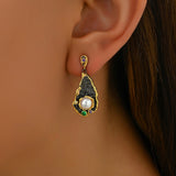 Fashion Drop Oil Inlaid Zircon Design Earrings