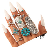 Turquoise Open 9-Piece Ring Set