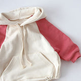 Hooded Sweater With Contrast Sleeves For Infants And Children