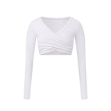 Tight Long Sleeve Cross Layered Sports Long Sleeve Brushed Top